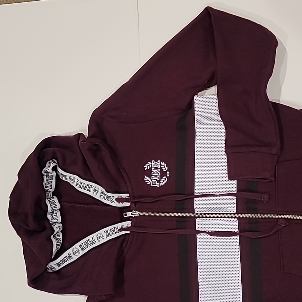 Victoria Secret "PINK" Popular Women's Burgundy Hoodie - Picture 3 of 12